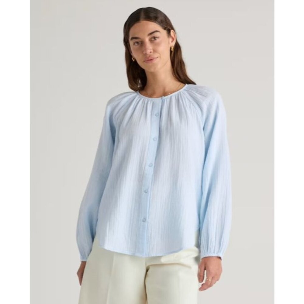 Quince 100% Organic Cotton Gauze Peasant Blouse Womens Size XL Minimalist Boho